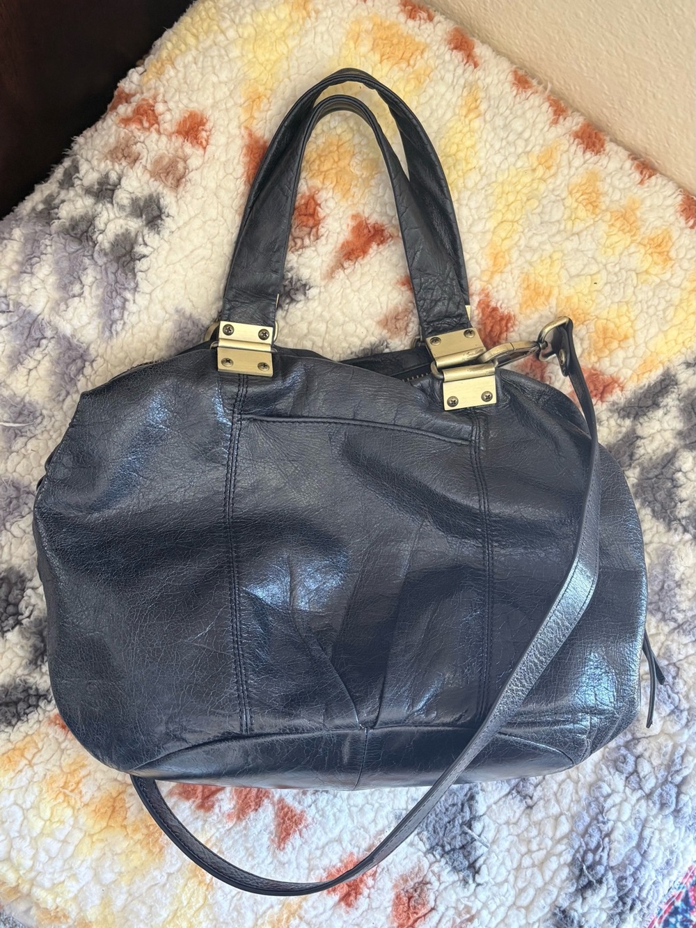 HOBO DERBY VI Soft Leather Tote Hobo Satchel Handbag Purse Black Brass Hardware - Picture 5 of 7